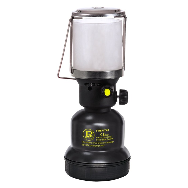 Lampe à gaz 1100W Allumage Piezo Coque Métal - Lampe de Camping Extérieure Cartouche gaz Butane 190g Perçables INTEC
