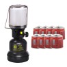 Lampe à gaz 1100W + 8 Cartouches gaz Butane 190g - Allumage Piezo Coque Métal - Lampe de Camping Extérieure INTEC