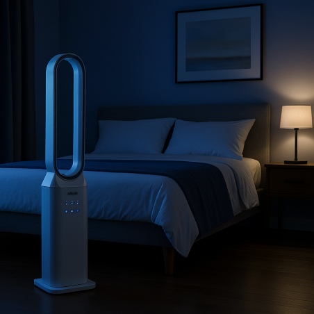 Ventilateur à Télécommande 50W - Ventilateur Sans Pales Colonne 3 Vitesses avec Minuterie 7h Design Blanc NIKLAS