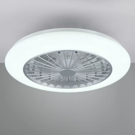 Ventilateur Plafond Lumière LED 30W Ø50cm - Éclairage Dimmable, Télécommande Effet Ciel Etoilé - Trio Lighting