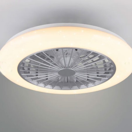 Ventilateur Plafond Lumière LED 30W Ø50cm - Éclairage Dimmable, Télécommande Effet Ciel Etoilé - Trio Lighting