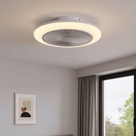 Ventilateur Plafond Lumière LED 30W Ø46cm - Éclairage Dimmable, Télécommande Effet Ciel Etoilé - Trio Lighting