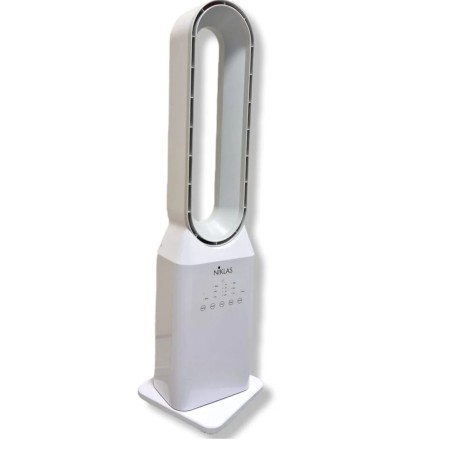 Ventilateur à Télécommande 50W - Ventilateur Sans Pales Colonne 3 Vitesses avec Minuterie 7h Design Blanc NIKLAS