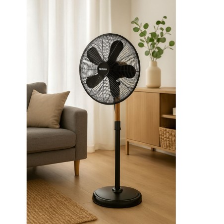 Ventilateur sur Pied 60W sur Mat en Bois réglable - Ventilateur Portable 3 Vitesses NIKLAS