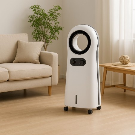 Climatiseur Mobile 110W 4en1 : Ventilateur, Rafraichisseur, Humidificateur d'air sur roues 3 Vitesses NIKLAS