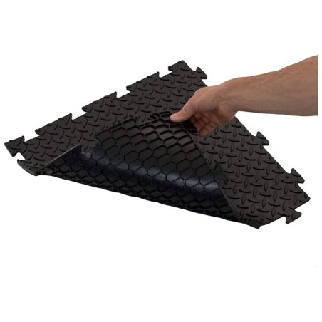 Dalle PVC Clipsable 50x50 cm Sol Antidérapant - Revêtement de sol Noir Garage, Atelier INTEC