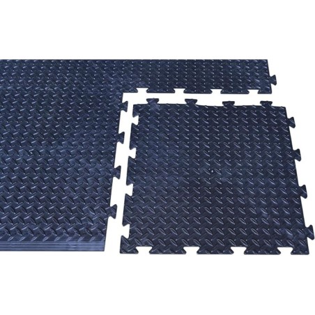 Dalle PVC Clipsable 50x50 cm Sol Antidérapant - Revêtement de sol Noir Garage, Atelier INTEC