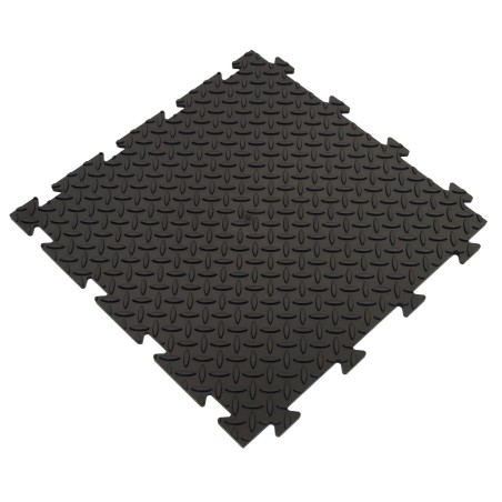 Pack de 10 Dalles PVC Clipsables Noires 50x50 cm Antidérapantes - Revêtement de Sol Garage, Atelier INTEC