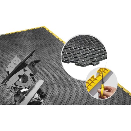 Pack de 10 Dalles PVC Clipsables Noires 50x50 cm Antidérapantes - Revêtement de Sol Garage, Atelier INTEC