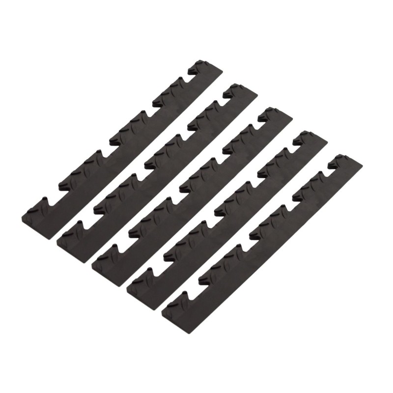 Pack 5 Bordures Femelles pour Dalle PVC noire Clipsable Sol Antidérapant Carré Garage Atelier PS50CRN/F INTEC