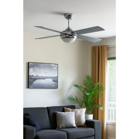 Ventilateur Plafonnier Eclairage 4 pales 60 W 3 vitesses Ø 121 cm Télécommande NIKLAS