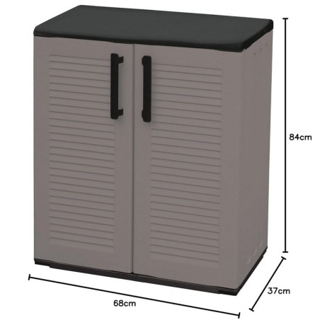 Armoire de Rangement Grise Armoire basse 2 portes Polypropylène 68x37h84 cm ArtPlast