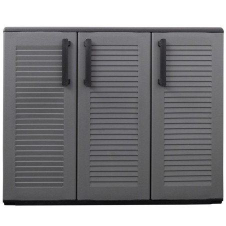 Armoire de Rangement Garage Atelier - Armoire basse 3 portes et 1 étagère Réglable Polypropylène 102x37h84 cm Charge 20 kg