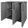 Armoire de Rangement Garage Atelier - Armoire basse 3 portes et 1 étagère Réglable Polypropylène 102x37h84 cm Charge 20 kg