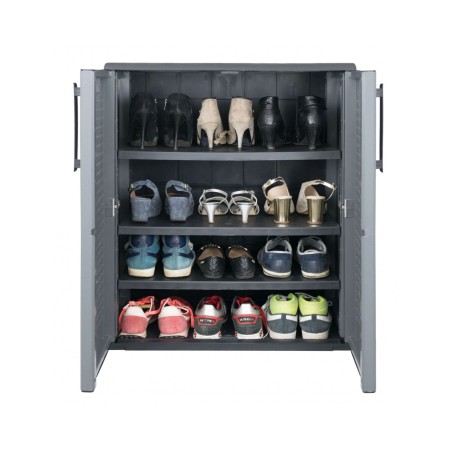 Armoire de Rangement Grise Armoire basse 2 portes Polypropylène 68x37h84 cm ArtPlast