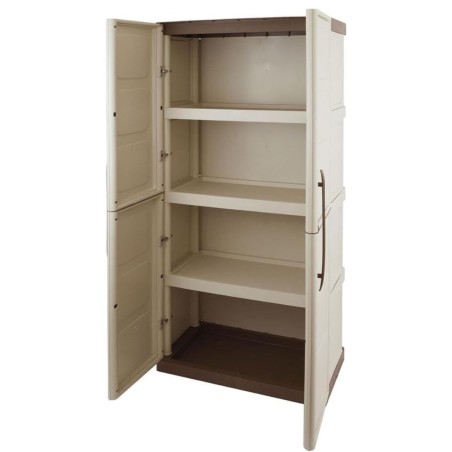 Armoire de rangement haute 2 portes 3 étagères - 70 x 39 x 165 cm - Armoire Intérieur/Exterieur Résistante INTEC
