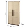 Armoire de rangement 2 portes 3 Etagères Beige 70 x 39 x 165cm Meuble de Garage Atelier Buanderie ARTPLAST