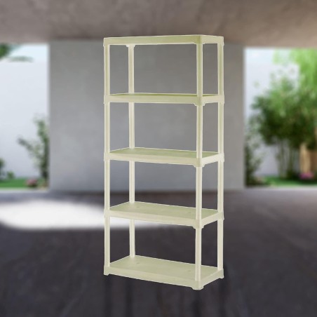 Étagère de rangement 5 niveaux 80x40x176 cm Beige Etagère 5 Tablettes Charge 150 kg Anti-humidité Lavable Art Plast