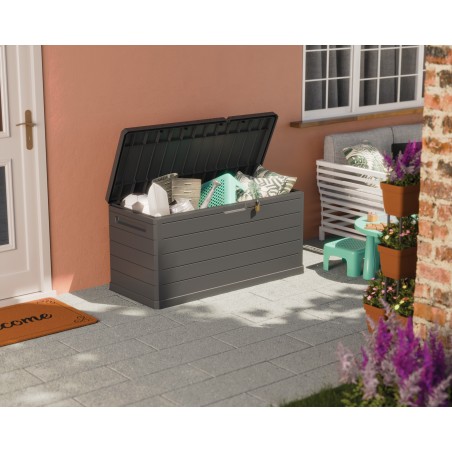 Coffre de rangement extérieur 350L - Coffre de Jardin Gris 118.5x52x57cm - Poignées de transport - Résistant à l'eau ArtPlast