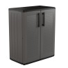Armoire de Rangement Grise Armoire basse 2 portes Polypropylène 68x37h84 cm ArtPlast