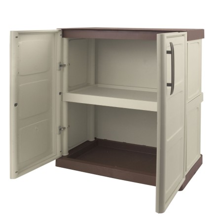 Armoire de Rangement Garage Atelier - Armoire basse 2 portes et 1 étagère Réglable Polypropylène 70 x 39 x 85.5cm Charge 20 kg