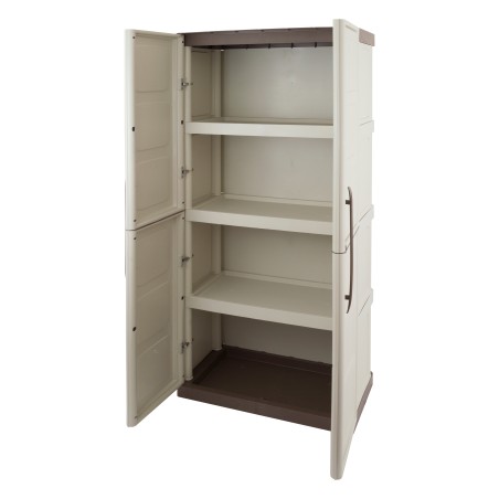 Armoire de rangement haute 2 portes 3 étagères - 70 x 39 x 165 cm - Armoire Intérieur/Exterieur Résistante INTEC
