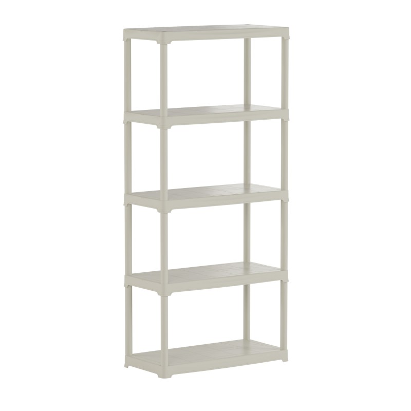 Étagère de rangement 5 niveaux 80x40x176 cm Beige Etagère 5 Tablettes Charge 150 kg Anti-humidité Lavable Art Plast
