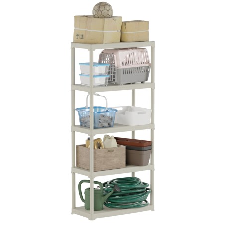 Étagère de rangement 5 niveaux 80x40x176 cm Beige Etagère 5 Tablettes Charge 150 kg Anti-humidité Lavable Art Plast