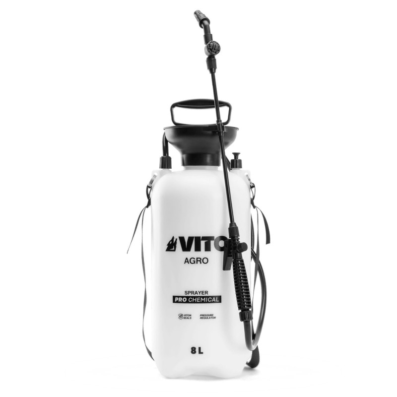 Pulvérisateur de Jardin 8L Produits Corrosifs, Alcalins Régulateur de pression 4 Buses VITO