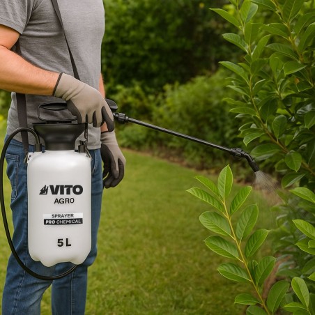 Pulvérisateur de Jardin 5L Produits Corrosifs, Alcalins Régulateur de pression 4 Buses VITO