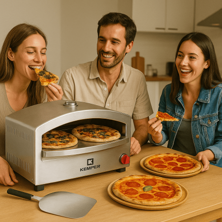 Four à pizza à gaz 4800W Cuisson pierre réfractaire 250 à 400°C Spatule Incluse KEMPER