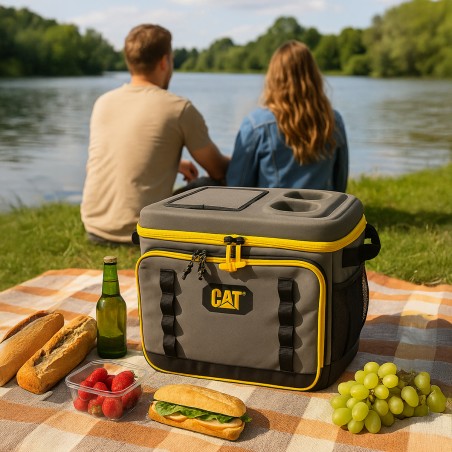 Glacière portable Sac isotherme 35 Litres Grand volume Chantier Camping Plage Caterpillar
