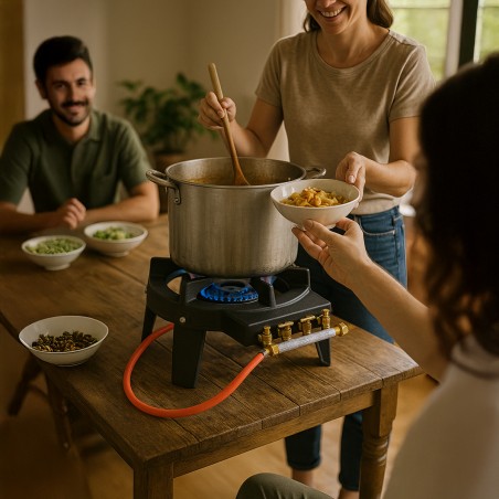 Rechaud TRAITEUR à gaz fonte 9.8 KW 4 pieds 3 robinets Puissant et Stable TRIGLAV