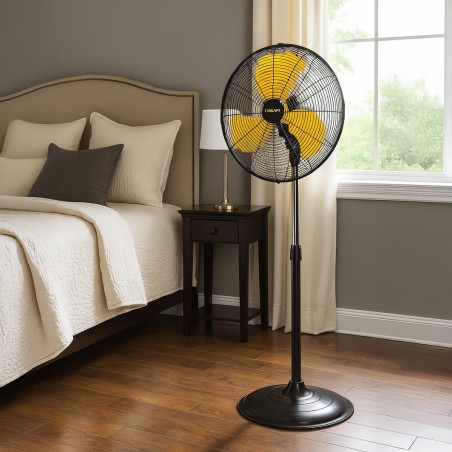 Ventilateur d'atelier 120W sur pied réglable 3 vitesses Oscillant acier Grille de sécurité STANLEY