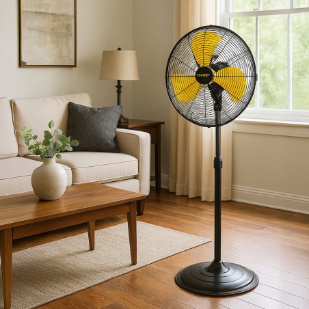 Ventilateur d'atelier 120W sur pied réglable 3 vitesses Oscillant acier Grille de sécurité STANLEY