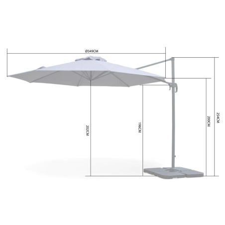 Parasol Déporté Jardin Ø350 cm - Rotatif 360°, Toile Polyester - Parasol de Terrasse, Balcon, Piscine KZ GARDEN
