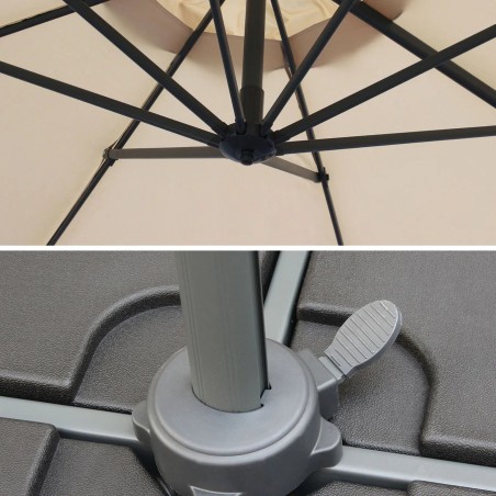 Parasol de Jardin Ø300 cm - Rotatif 360°, Toile Polyester - Parasol Déporté Terrasse, Balcon, Piscine KZ GARDEN