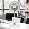 Ventilateur Silencieux Sans fil à Batterie Rechargeable USB BLANC Pliable & Pied Télescopique Télécommande Autonomie 24h Jocca