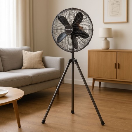Ventilateur sur Pieds 50W Design, Trépied Télescopique réglable 125-145Cm, 3 vitesses Oscillant Inclinable Lifetime Air
