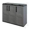 Meuble de tri Selectif 3 Sacs Gris - Cache Poubelles de tri Intérieur /Extérieur Dimensions 102 x 37 x 84 cm - INTEC