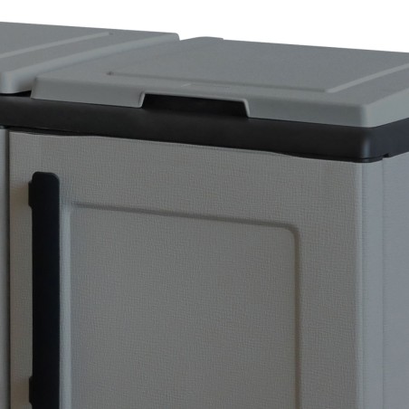 Meuble de tri Selectif 3 Sacs Gris - Cache Poubelles de tri Intérieur /Extérieur Dimensions 102 x 37 x 84 cm - INTEC