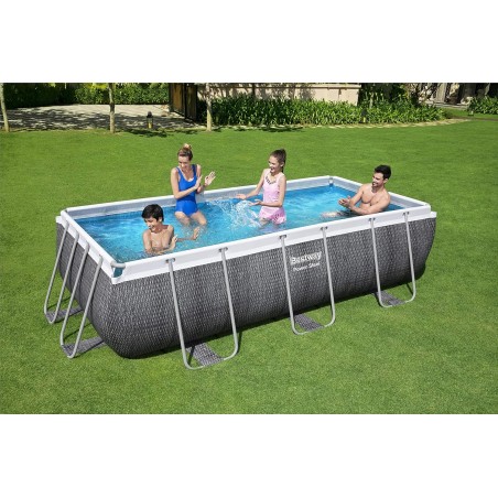 Piscine hors sol Rectangulaire BESTWAY 404x201x100cm - Structure Anticorrosion, Liner Triple Épaisseur, Pompe Échelle Incluses