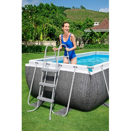 Piscine hors sol Rectangulaire BESTWAY 404x201x100cm - Structure Anticorrosion, Liner Triple Épaisseur, Pompe Échelle Incluses