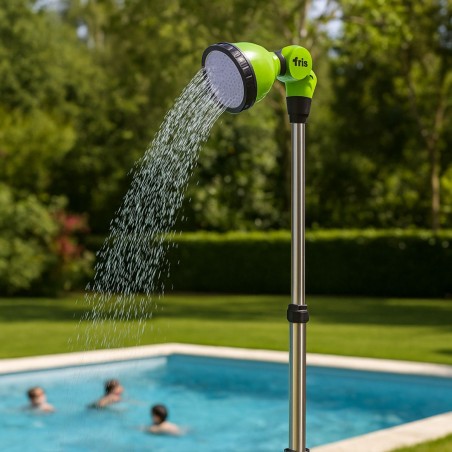 Douche Extérieure avec trépied 1,90m - Douche de Camping Portable Pommeau pivotant, Raccord Tuyau Arrosage Ø16 mm