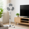 Ventilateur sur Pied 45W Hauteur réglable 1.30m - Brasseur d'air Oscillant 3 vitesses INTEC