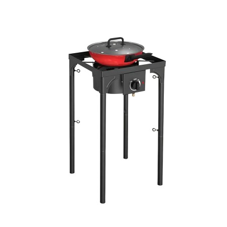 Réchaud Gaz 4 pieds 4.5KW Modulable 3 Hauteurs - Cuisine Extérieure Dimensions 40 x 40 x H78cm Allumage Piezo