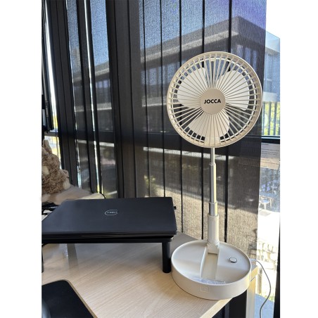 Ventilateur Silencieux Sans fil à Batterie Rechargeable USB BLANC Pliable & Pied Télescopique Télécommande Autonomie 24h Jocca