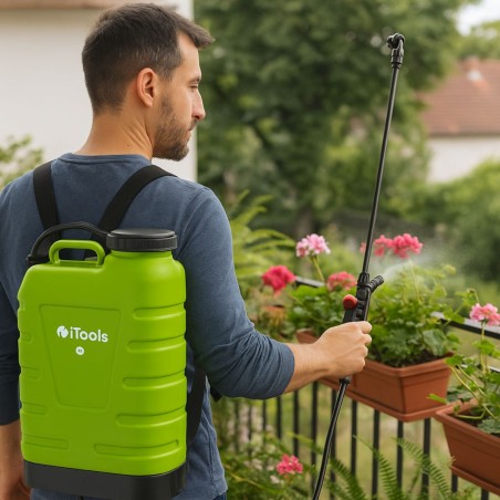 Pulvérisateur manuel 16 Litres Pompe manuelle haute pression 5.5 bar Jardin, toiture, potager 3 Buses réglables ITOOLS