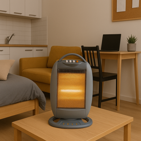 Petit chauffage d'appoint 1200W - Chauffage Infrarouge Portable 3 puissances, Oscillant, Sécurité Anti-Basculement INTEC