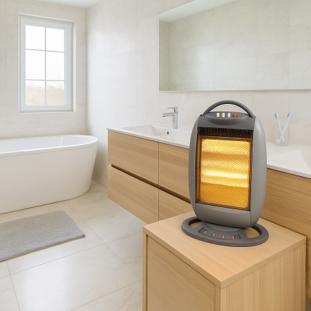 Petit chauffage d'appoint 1200W - Chauffage Infrarouge Portable 3 puissances, Oscillant, Sécurité Anti-Basculement INTEC